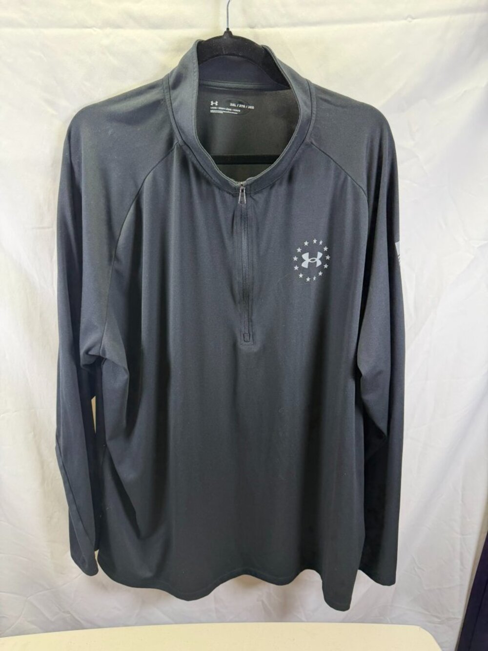 Under Armour Men’s 3XL Black 1/4 Zip Pullover Lightweight Loose USA Freedom